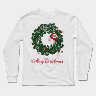 Vintage Merry Christmas Wreath Long Sleeve T-Shirt